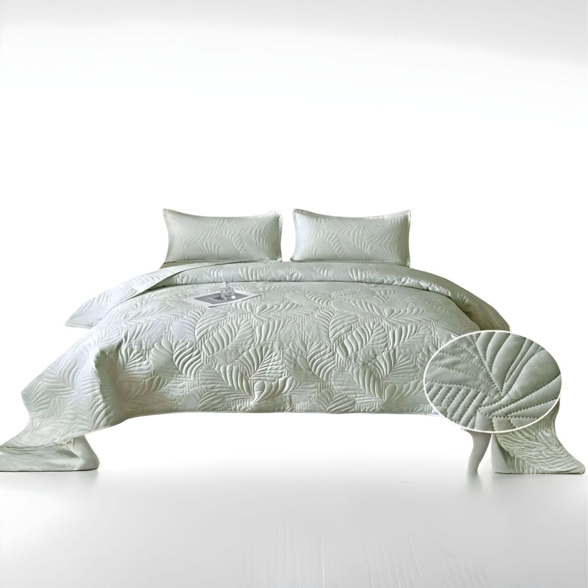 GENERICO - CUBRECAMA QUILT DE VERANO PLAZA Y MEDIA VERDE P3
