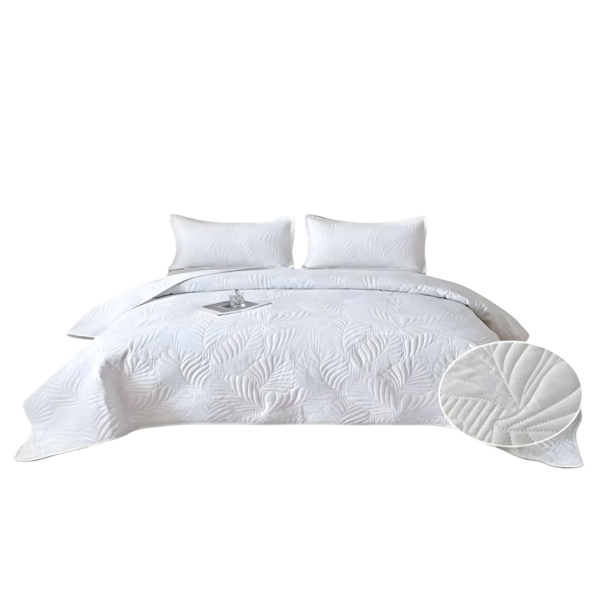 GENERICO - CUBRECAMA QUILT DE VERANO 2 PLAZAS BLANCO  21