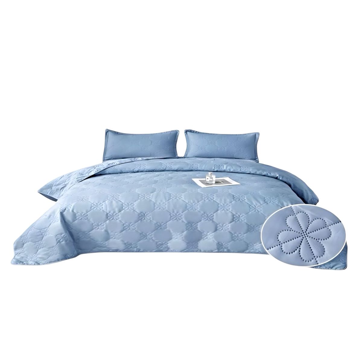 GENERICO - CUBRECAMA QUILT DE VERANO PLAZA Y MEDIA DISEÑO FLOR 6