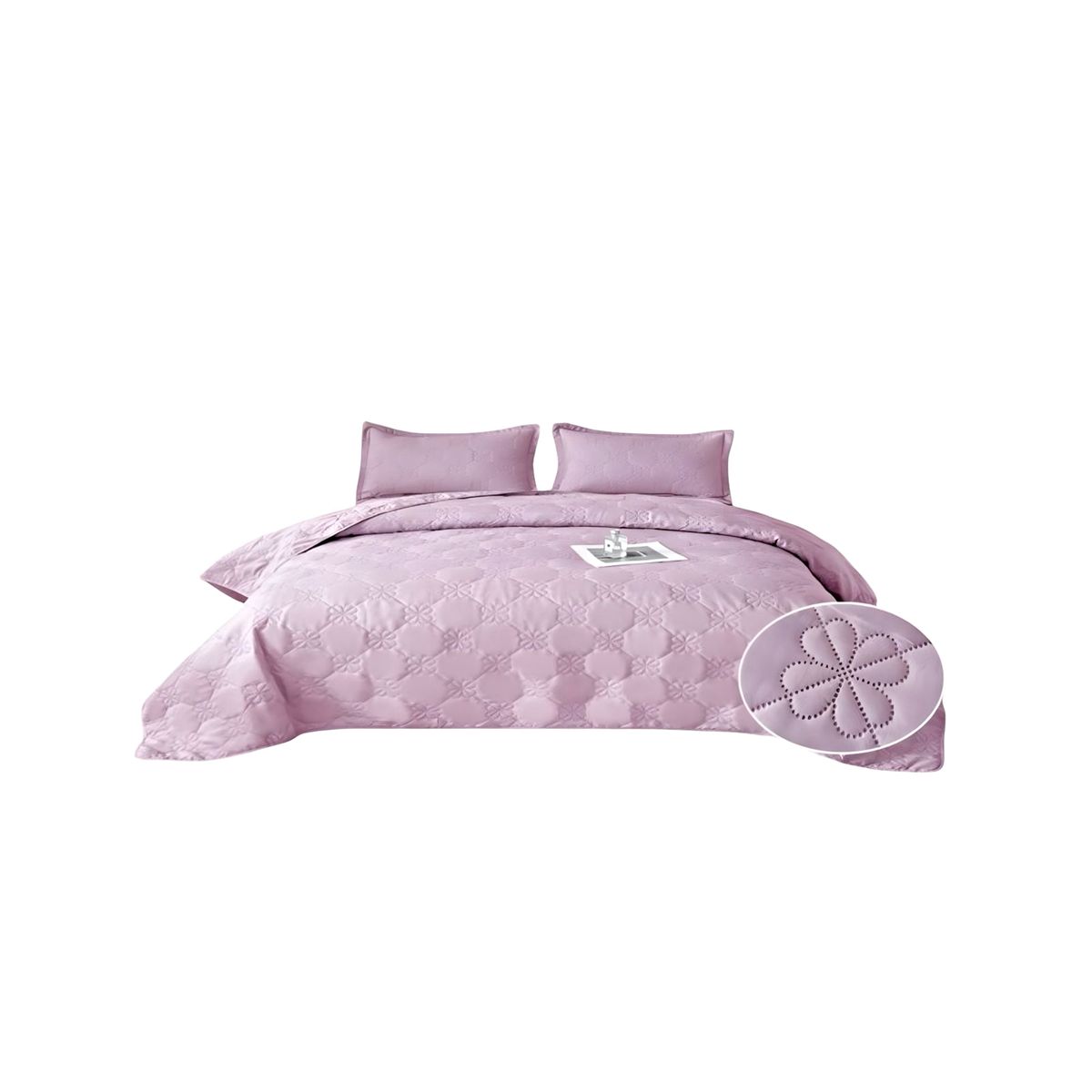 GENERICO - CUBRECAMA QUILT DE VERANO 2 PLAZAS DISEÑO FLOR 4