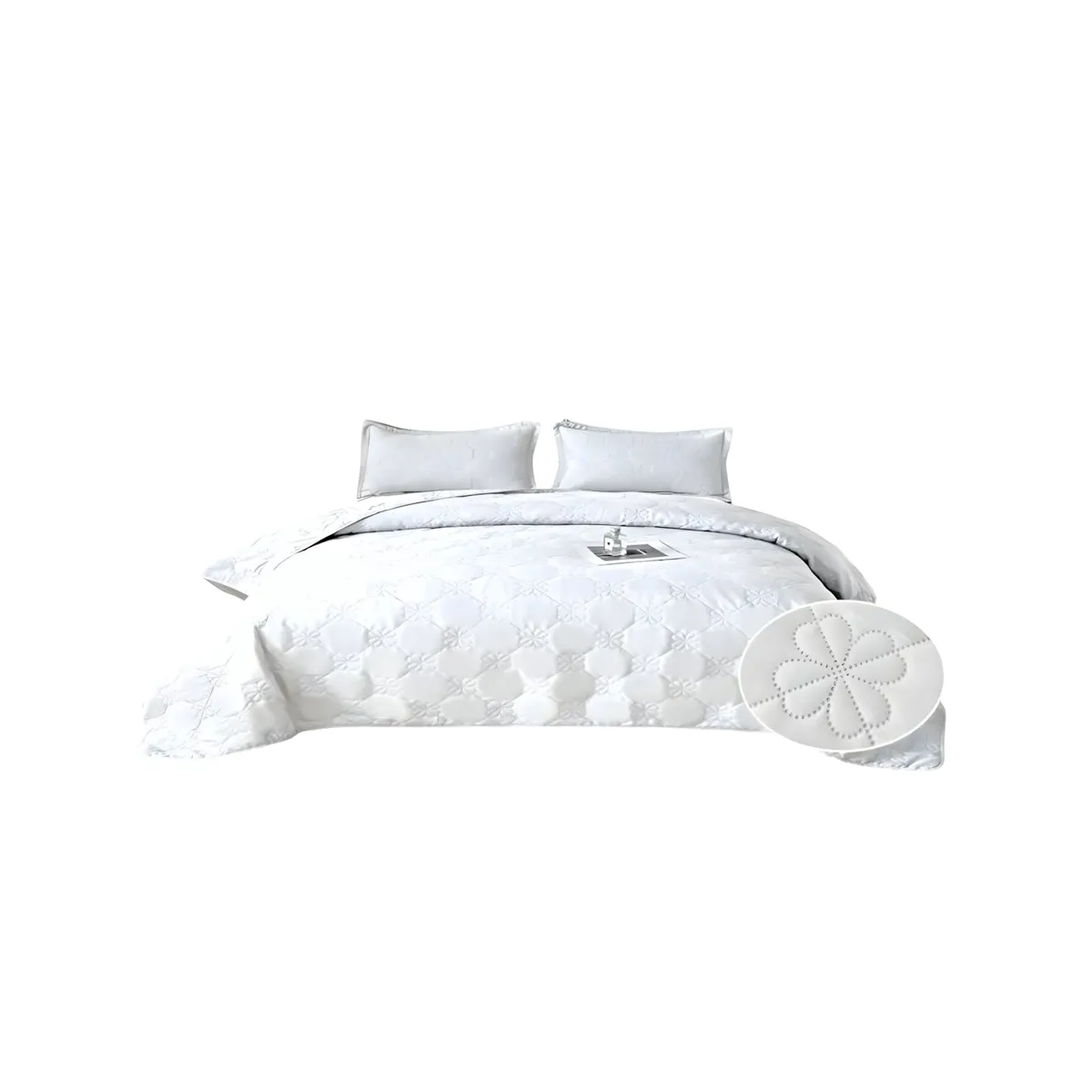 GENERICO - CUBRECAMA QUILT DE VERANO 2 PLAZAS DISEÑO FLOR 1_.