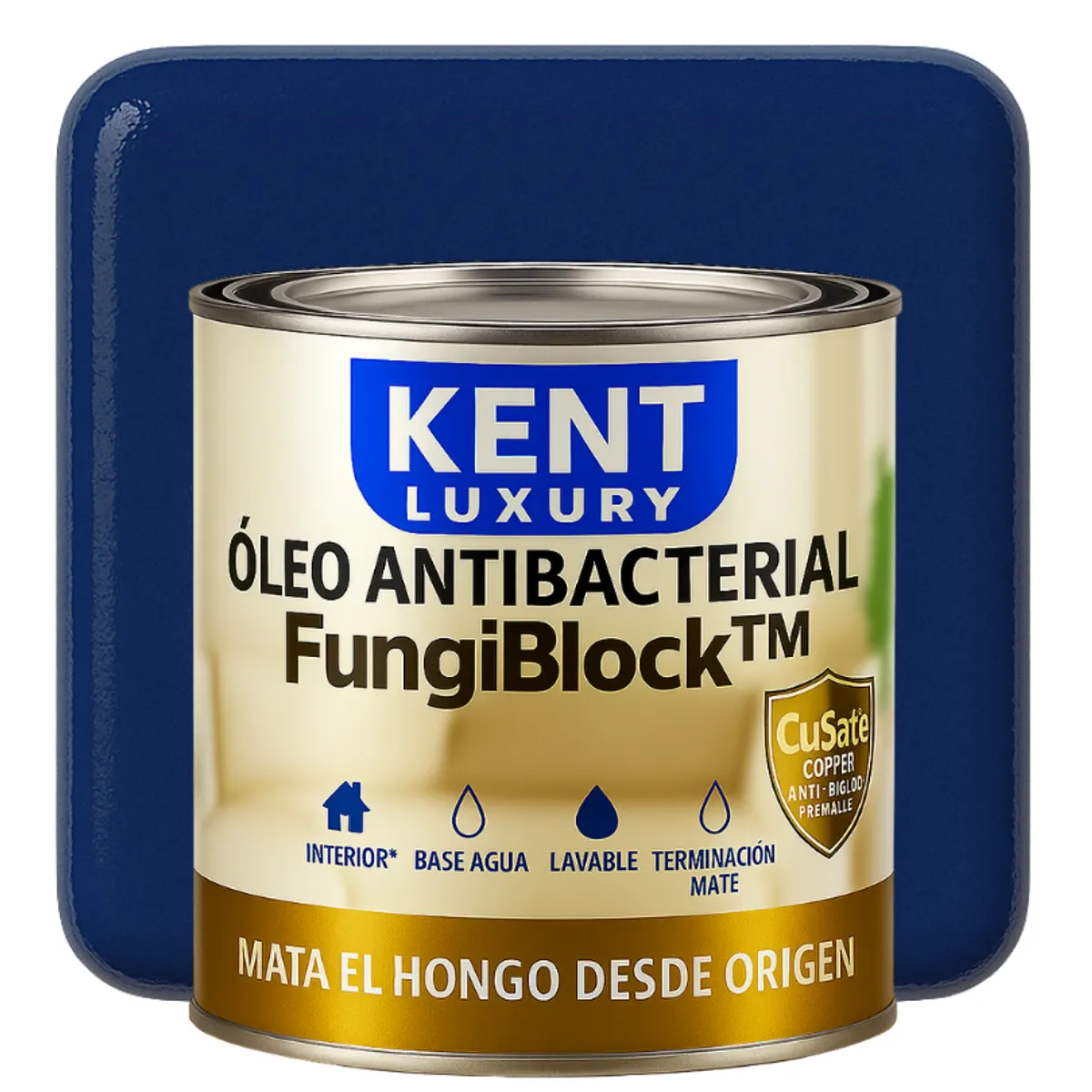KENT - OLEO MATE INTERIOR BASE AGUA - ANTIBACTERIAL - 14 GALON AZUL COBALTO