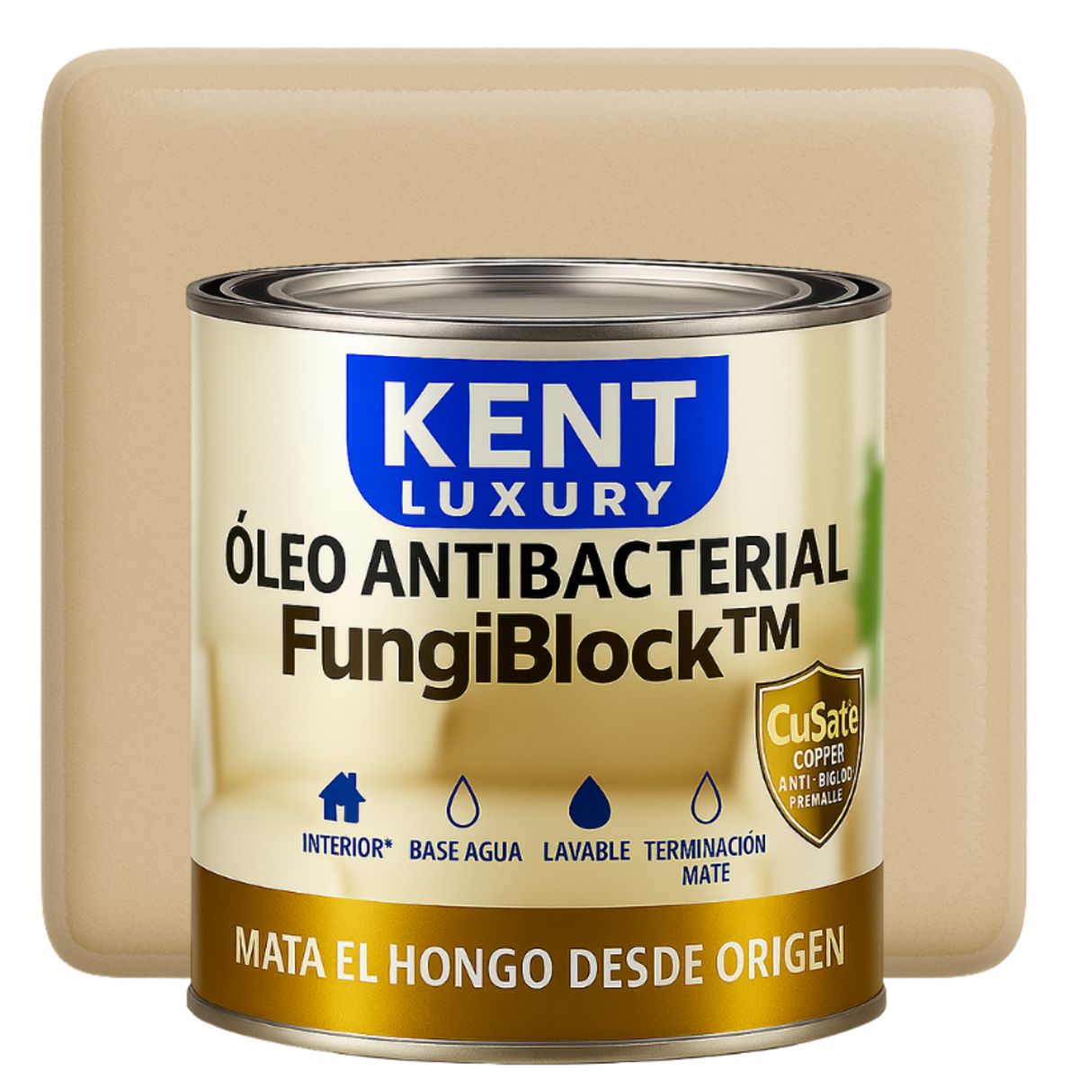 KENT - OLEO MATE INTERIOR BASE AGUA - ANTIBACTERIAL - 14 GALON BEIGE NATURAL