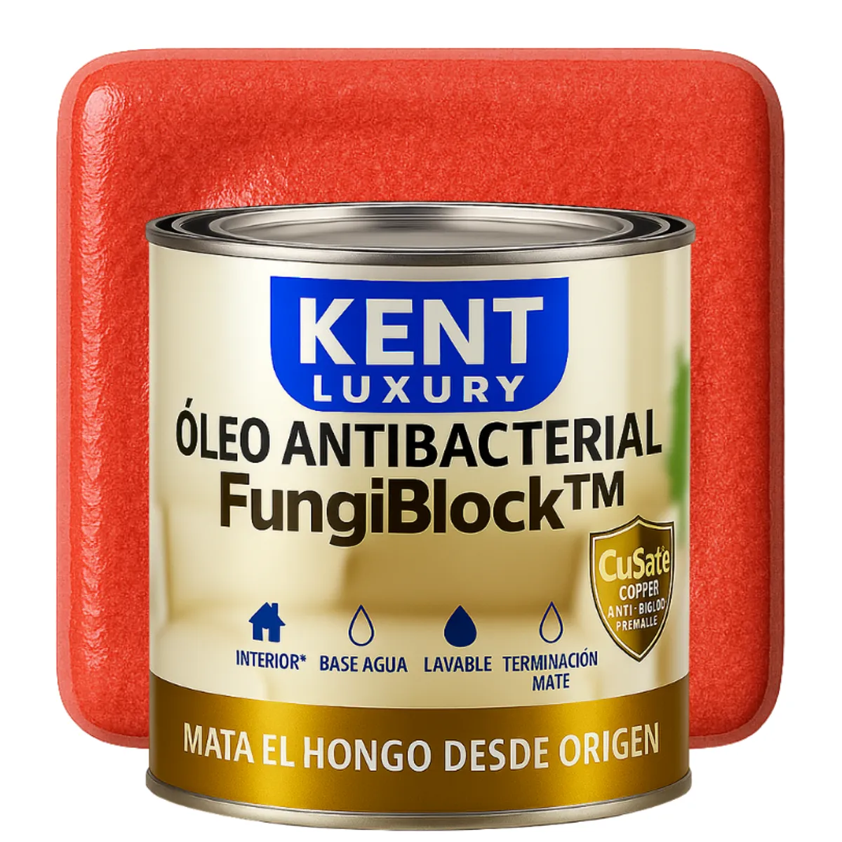 KENT - OLEO MATE INTERIOR BASE AGUA - ANTIBACTERIAL - 14 GALON ROJO CORAL