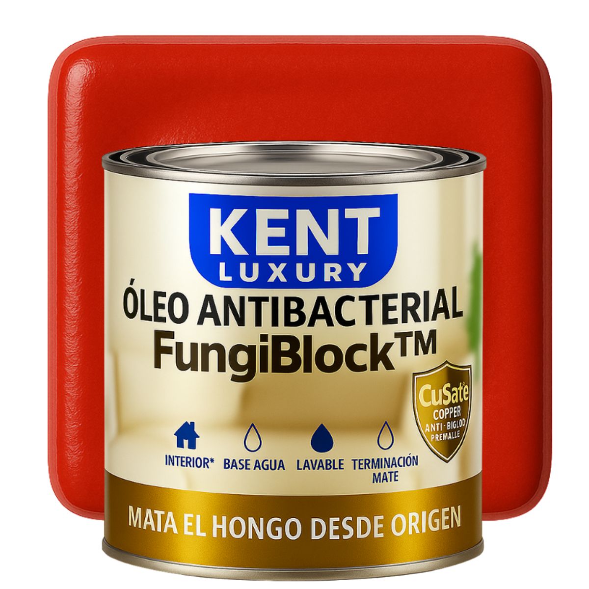 KENT - OLEO MATE INTERIOR BASE AGUA - ANTIBACTERIAL - 14 GALON ROJO FUEGO