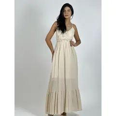 ENIGMATICA BOUTIQUE - Vestido Crepé Torso Encaje