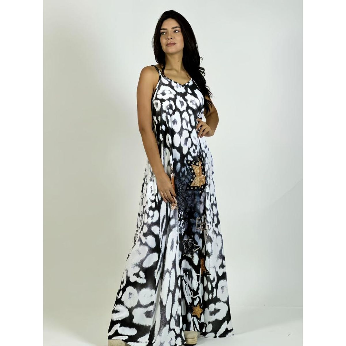 ENIGMATICA BOUTIQUE - Vestido Viscosa Print Estrellas y Letras