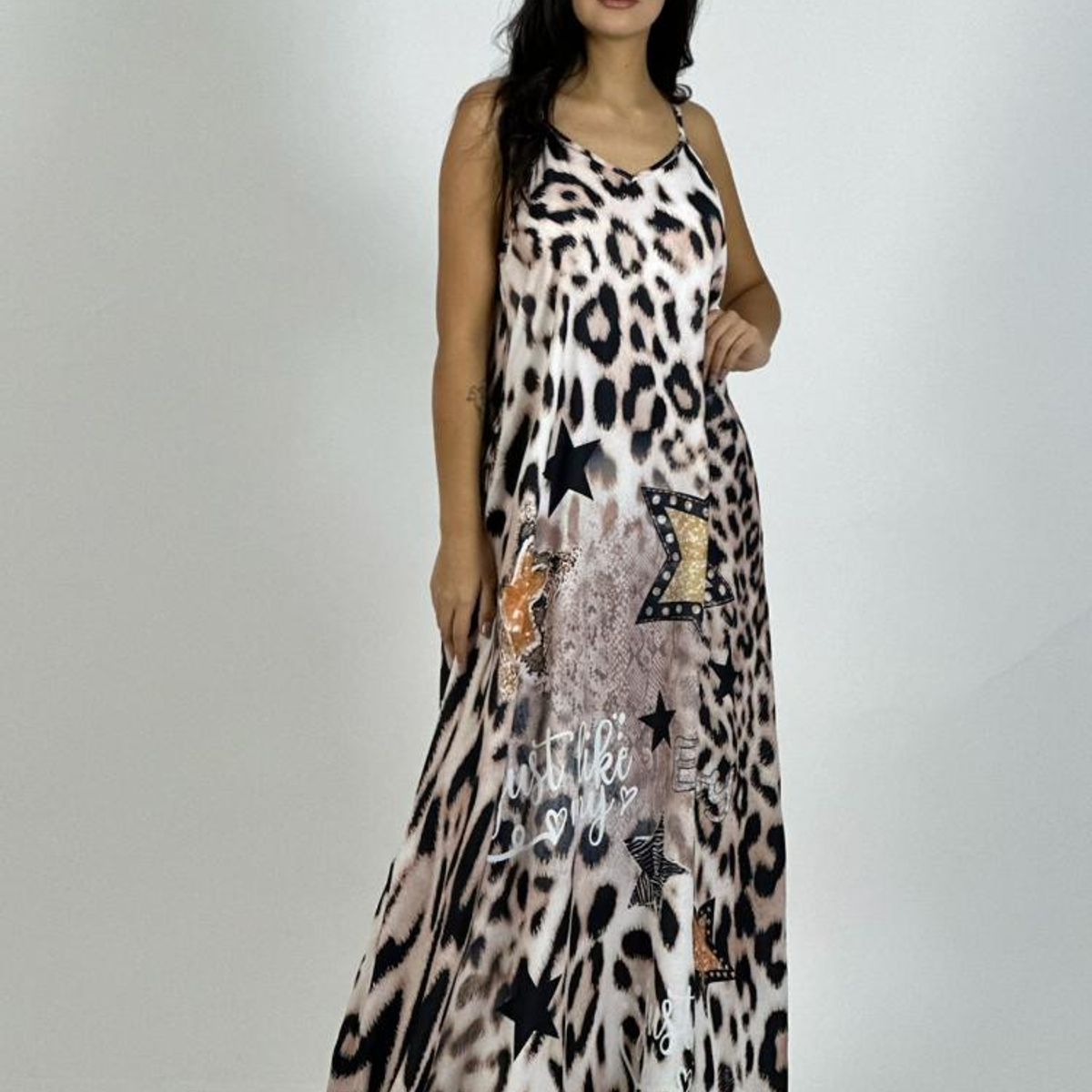 ENIGMATICA BOUTIQUE - Vestido Viscosa Print Estrellas y Letras