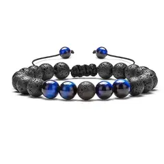 GENERICO - Pulsera De Piedra Volcanica Ojo De Tigre Blue