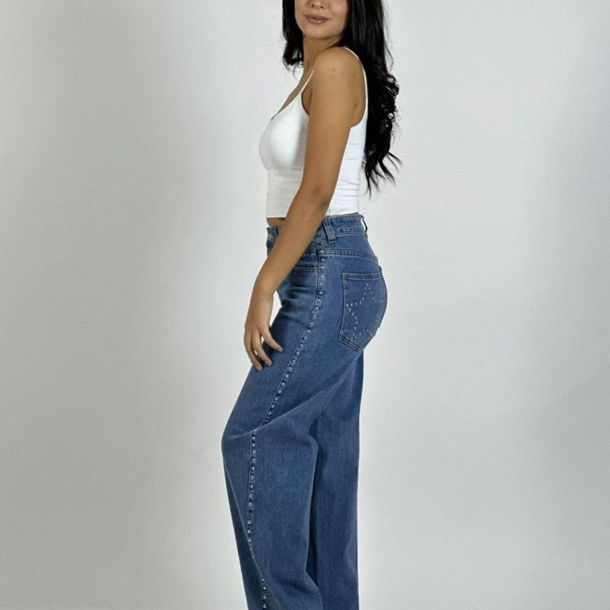 ENIGMATICA BOUTIQUE - Pantalón Mezclilla Elasticada con Tachas