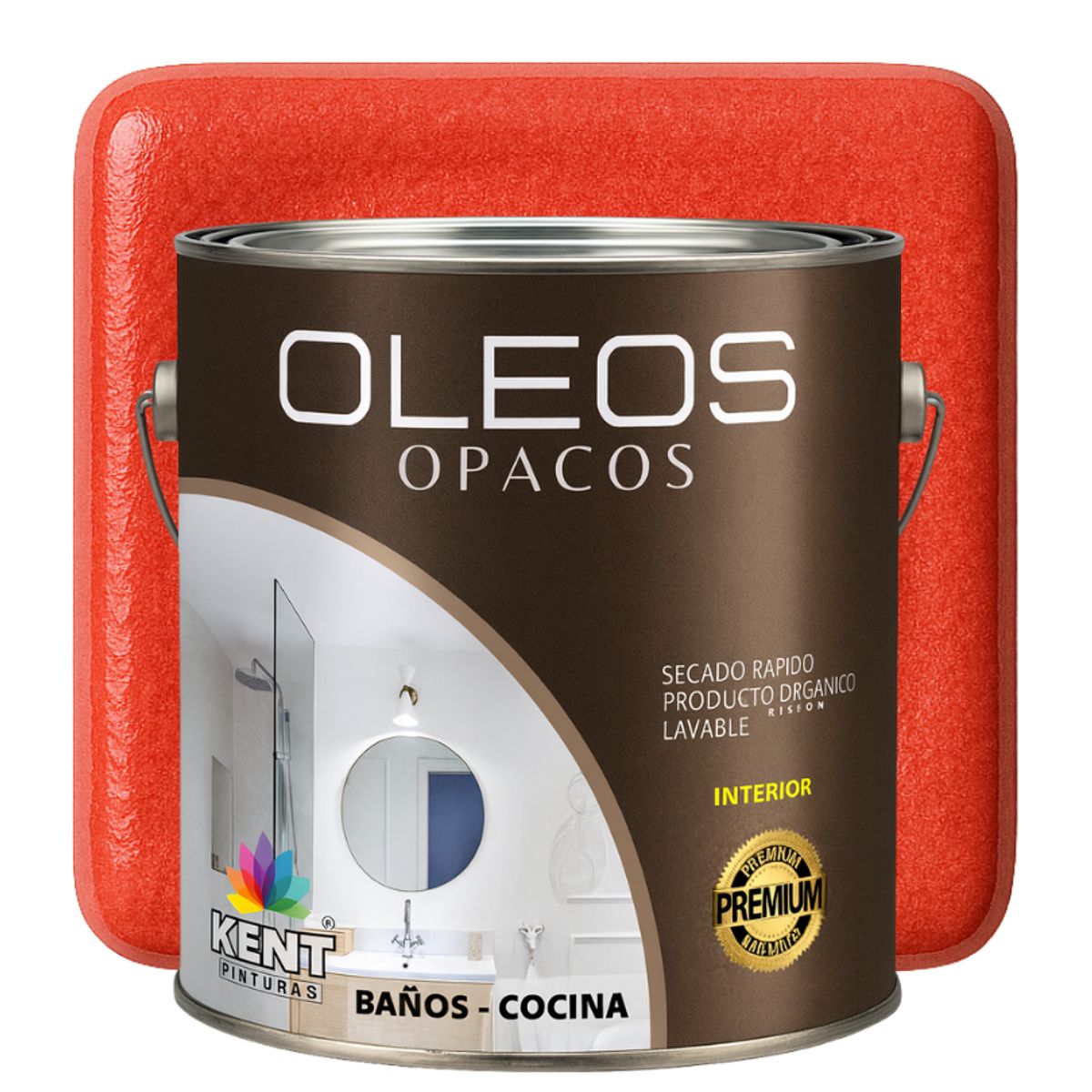 KENT - OLEO OPACO MULTISUPERFICIES - PREMIUM - GALON ROJO CORAL