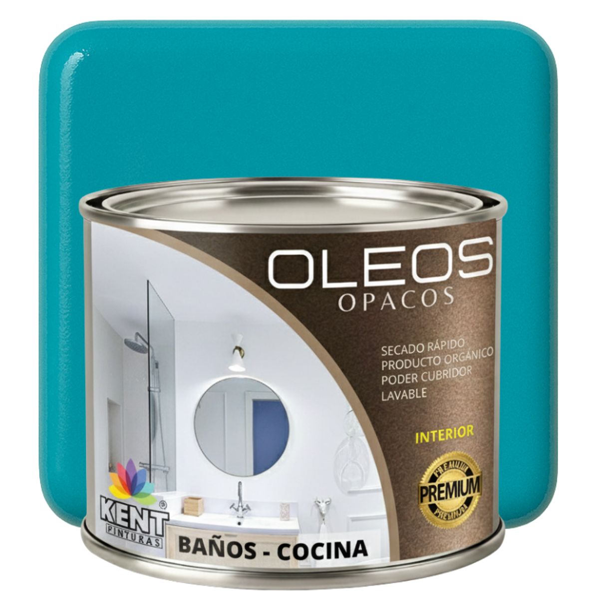 KENT - OLEO OPACO MULTISUPERFICIES - PREMIUM - MEDIO GALON AZUL TURQUESA