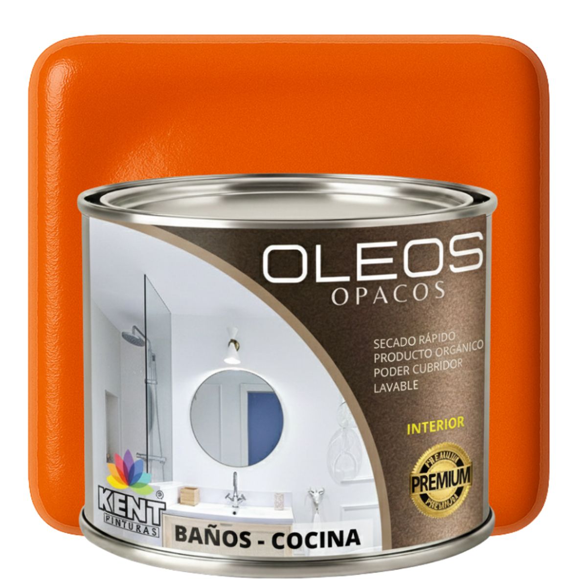 KENT - OLEO OPACO MULTISUPERFICIES - PREMIUM - MEDIO GALON NARANJA BRILLANTE