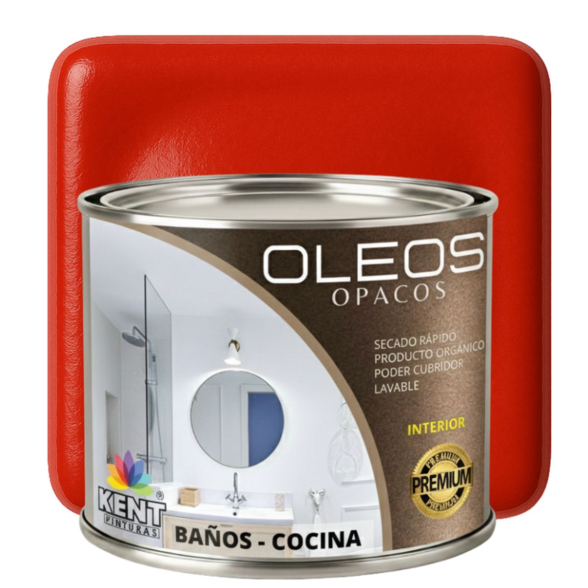 KENT - OLEO OPACO MULTISUPERFICIES - PREMIUM - MEDIO GALON ROJO FUEGO