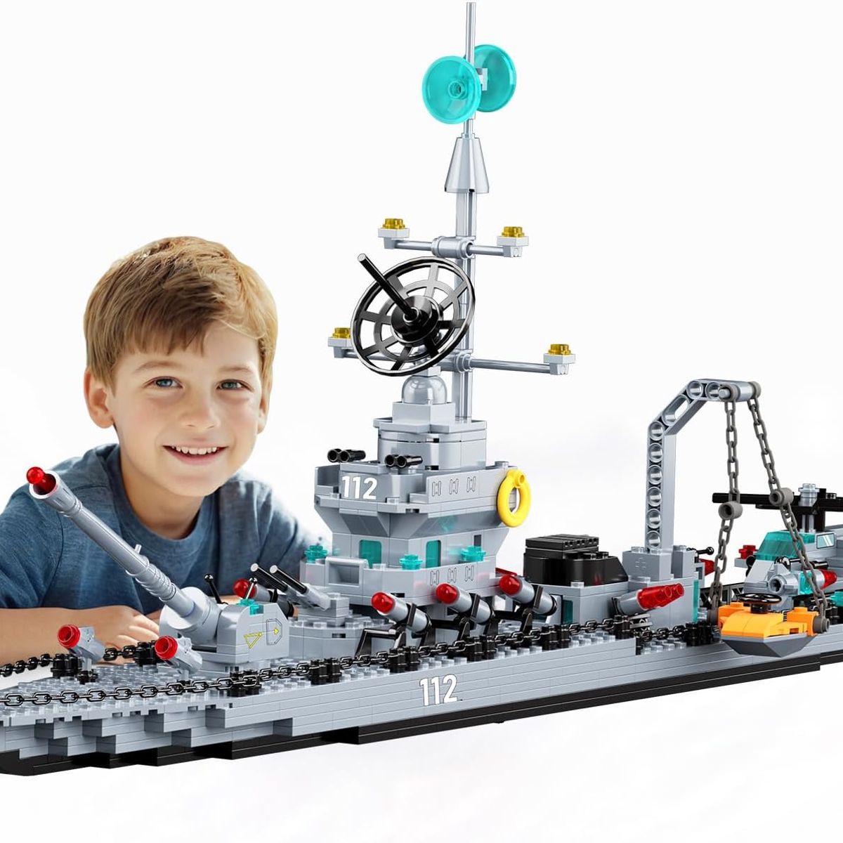 AZULAMAR - Bloques De Destructor Portaavion Militar Juguete Regalo Chico