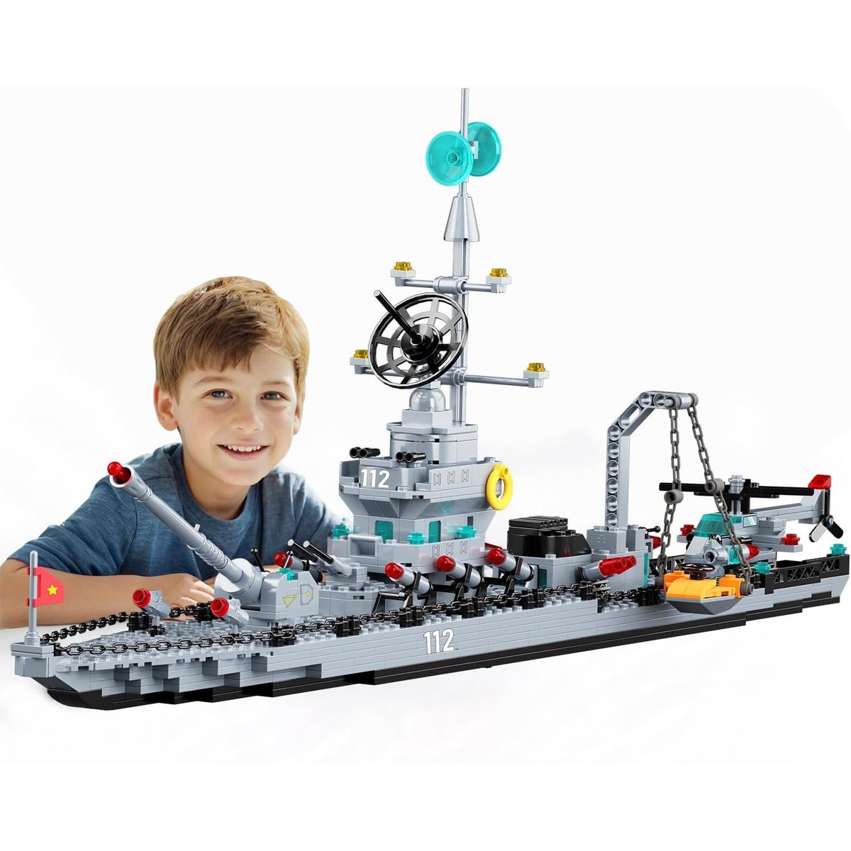 AZULAMAR - Bloques De Destructor Portaavion Militar Juguete Regalo Chico