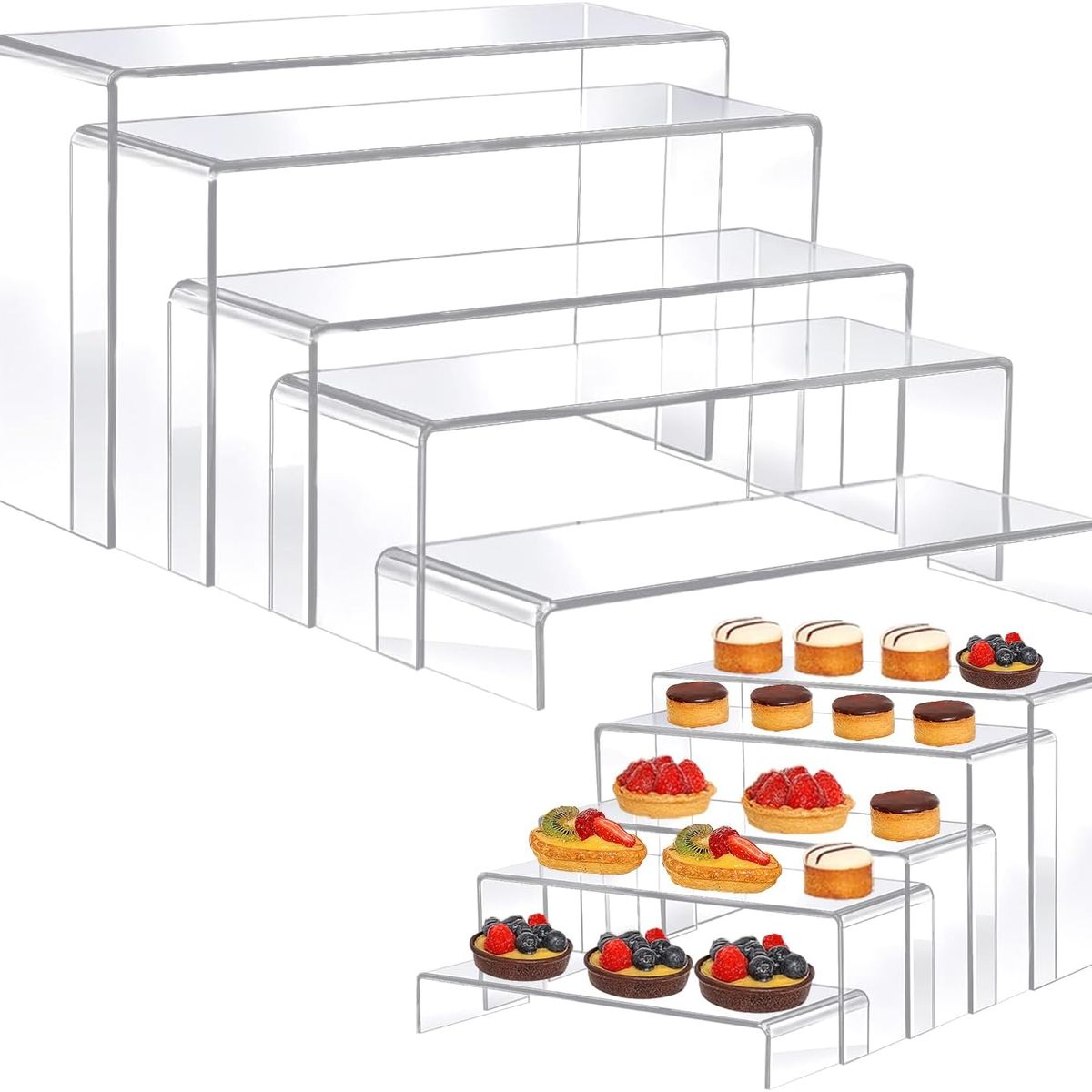 KUANGYE - 5 Piezas exhibidor acrilico, organizador de perfumes, soporte transparente para cupcakes