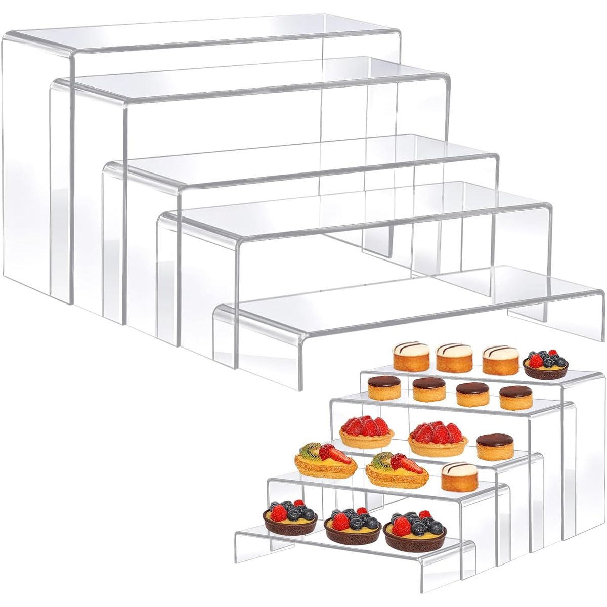 KUANGYE - 5 Piezas exhibidor acrilico, organizador de perfumes, soporte transparente para cupcakes