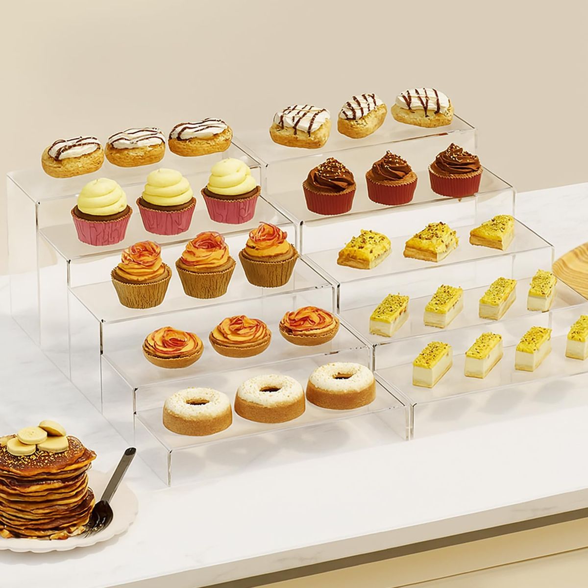 KUANGYE - 5 Piezas exhibidor acrilico, organizador de perfumes, soporte transparente para cupcakes
