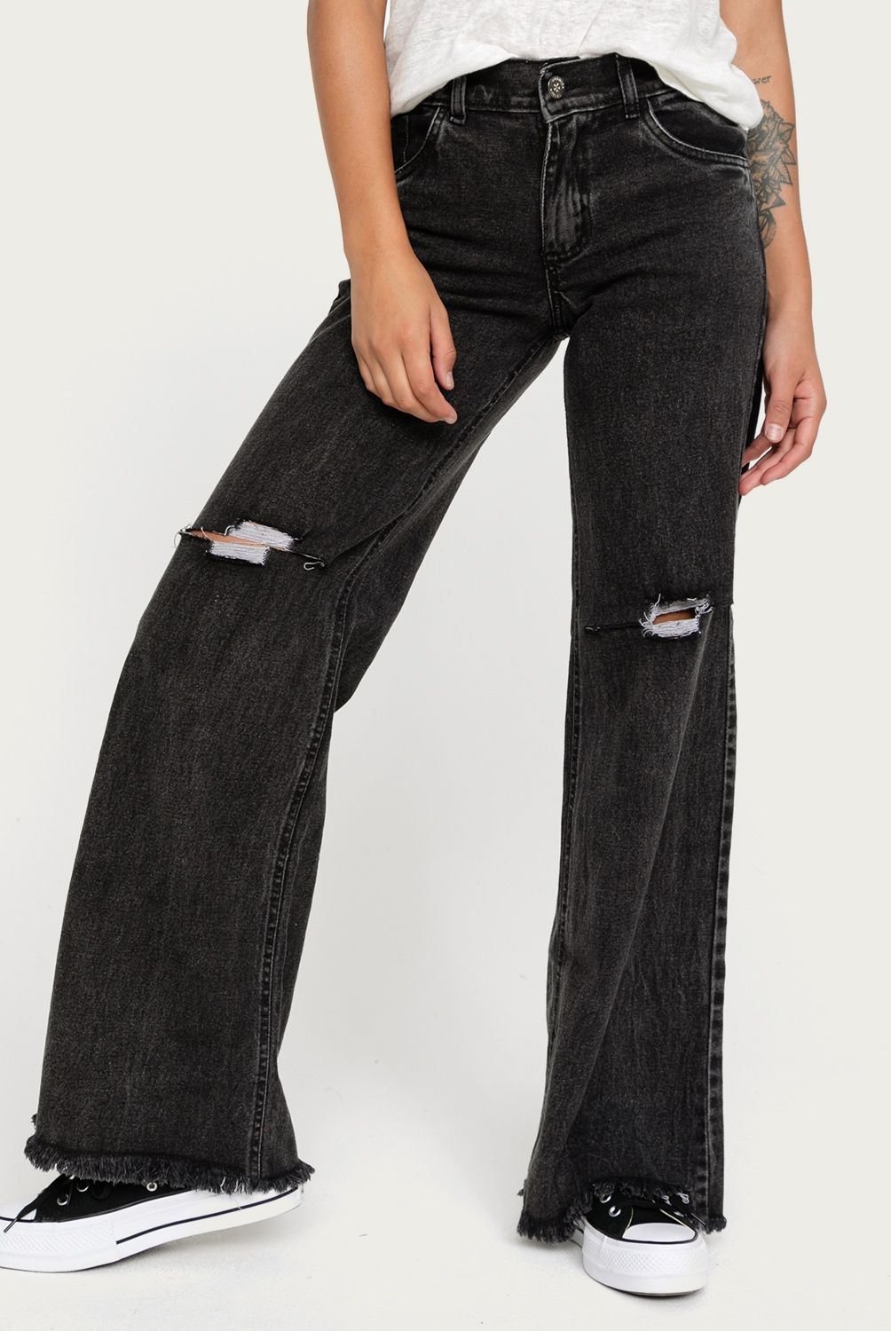 DINAMICA - Dinamica Jeans Wide Leg Tiro Medio Mujer