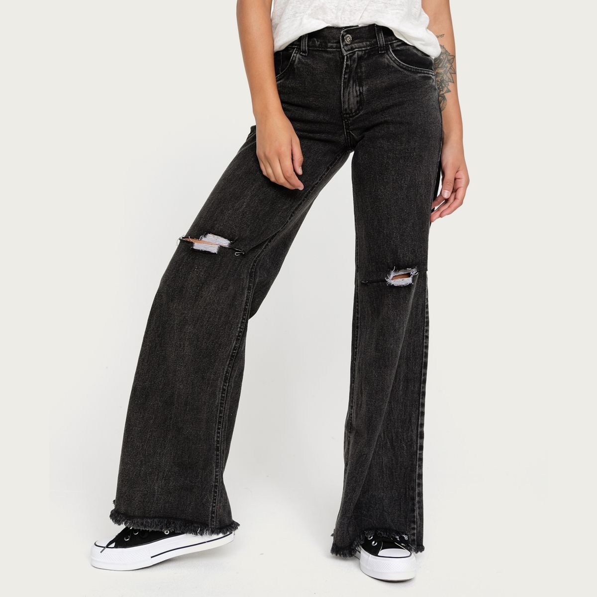 DINAMICA - Dinamica Jeans Wide Leg Tiro Medio Mujer