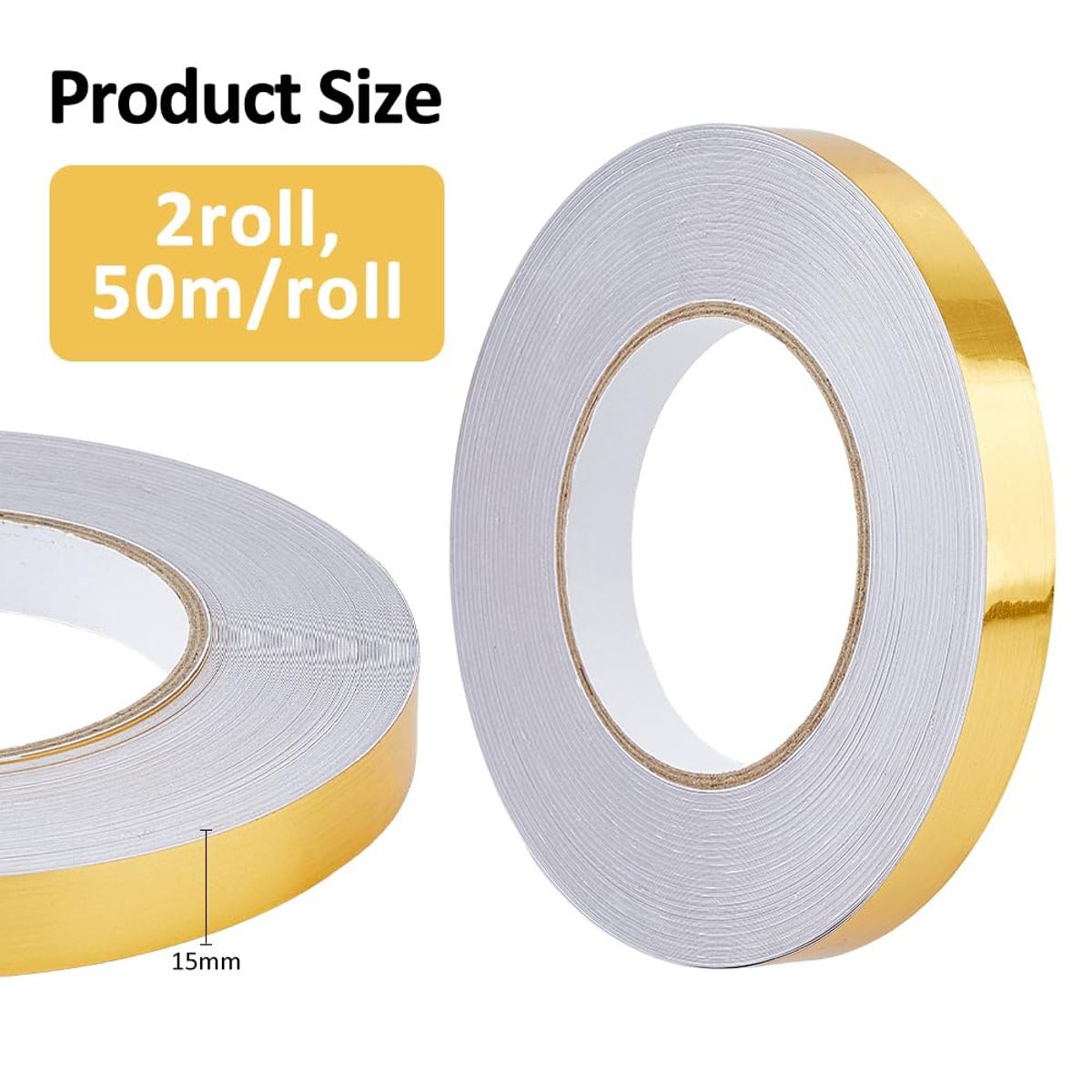 KUANGYE - 2 Cinta Adhesiva Decorativa Dorada Rollo Para Muros Y Pisos