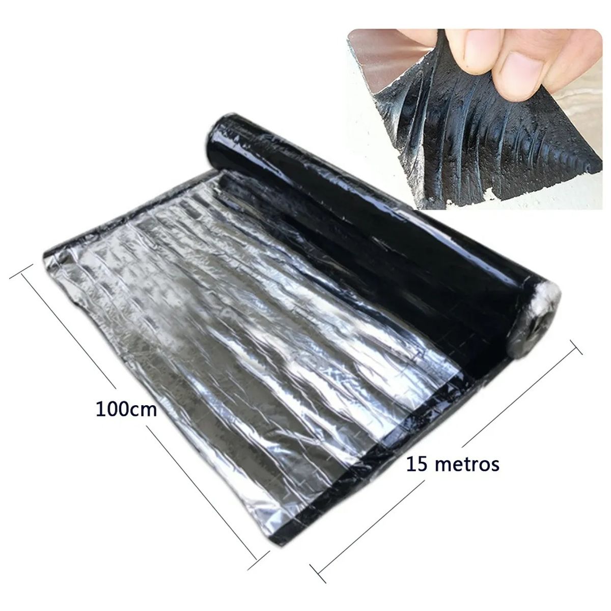 Cinta Sellador Asfaltico Techo Gotera Impermeable 1x15m Cinta de asfalto autoadhesiva papel aluminio, marca KUANGYE - Foto 2