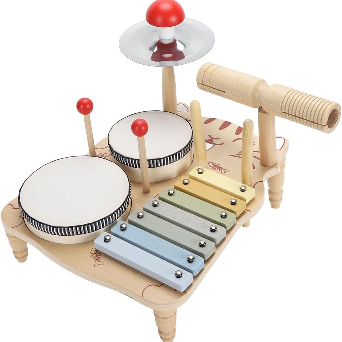 KUANGYE - Batería De Madera Musical Montessori Madera