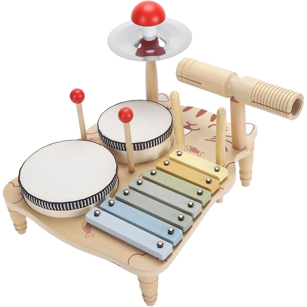 KUANGYE - Batería De Madera Musical Montessori Madera