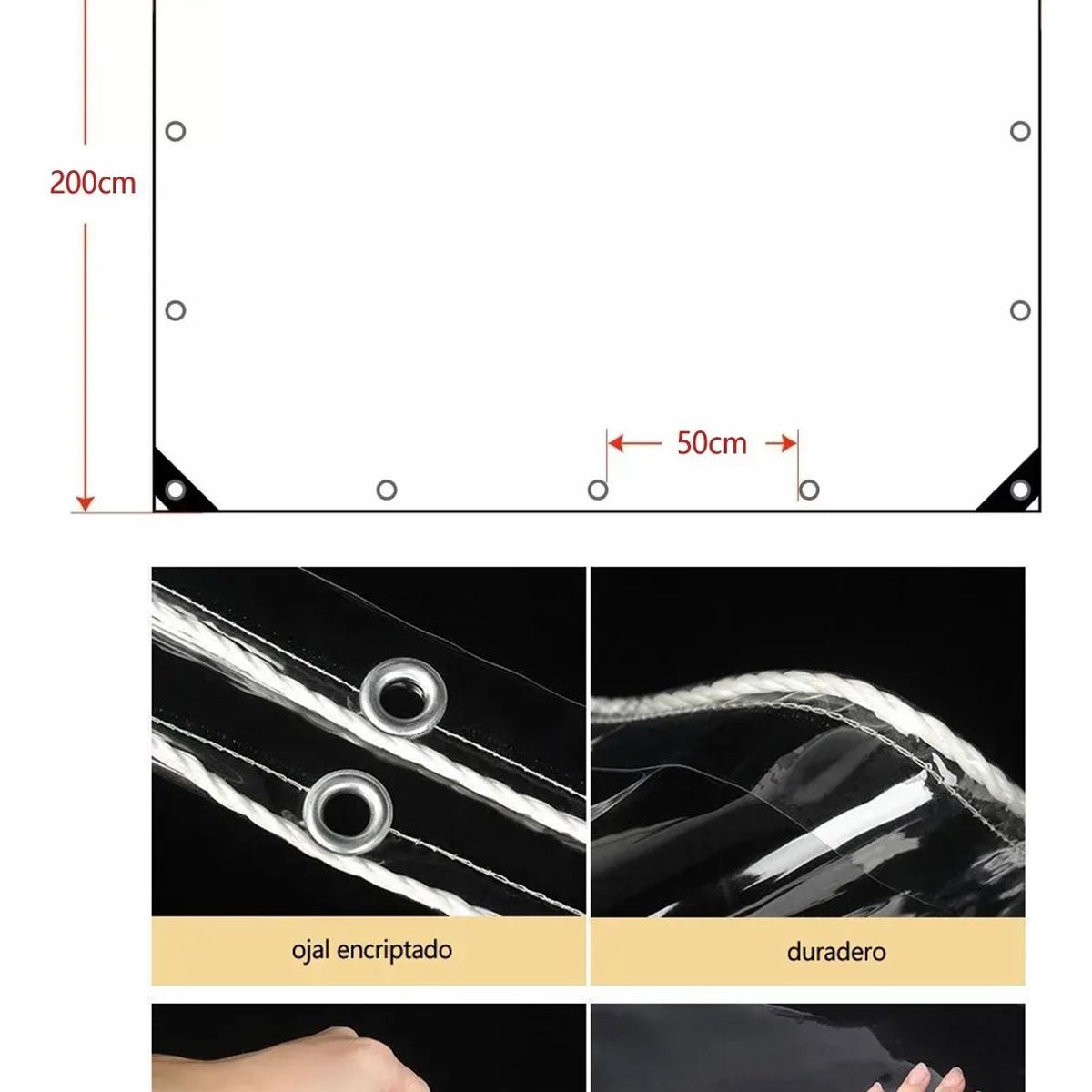 KUANGYE - Cortina Pvc Roller Cierre De Terraza Transparente 3m × 2m