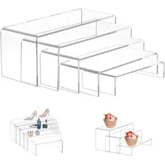 KUANGYE - Pack 5 Exhibidores Transparente Acrílico Para Coleccionables Joyas Figuras Cupcakes y Postres