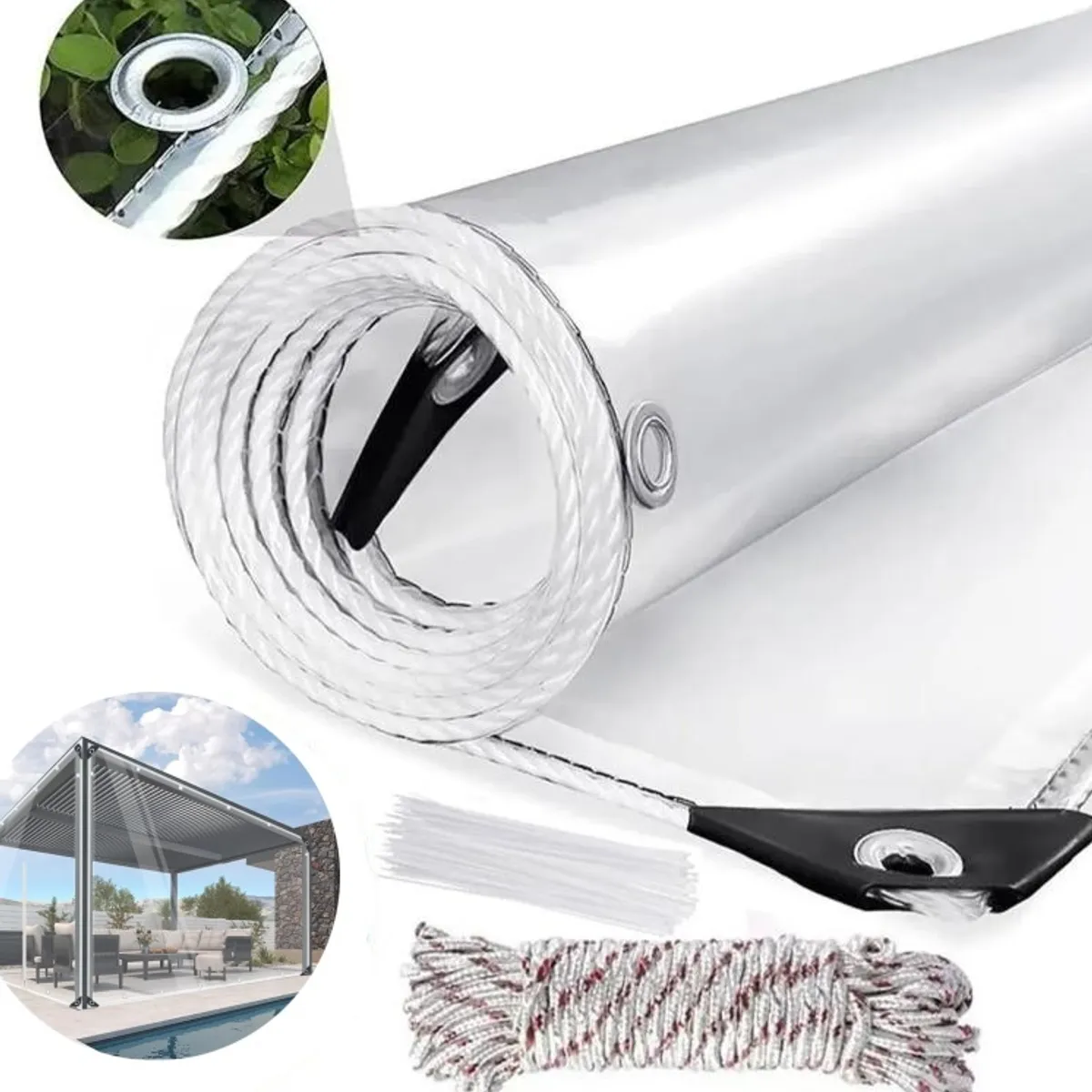 KUANGYE - 3×2m Cortinas Pvc Easy impermeables Transparente Enrollables Para exteriores Terraza Y cenadores