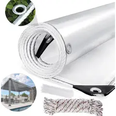 KUANGYE - 3×2m Cortinas Pvc Easy impermeables Transparente Enrollables Para exteriores Terraza Y cenadores