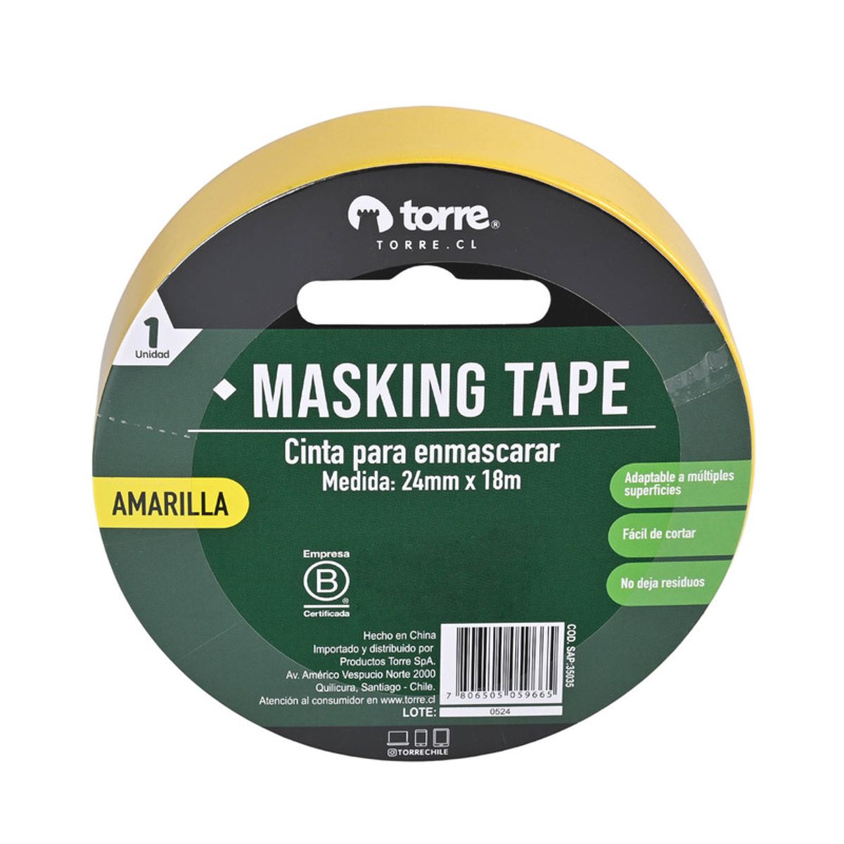 TORRE - CINTA MASKING AMARILLA 24MMX18M TORRE