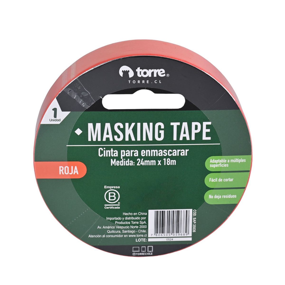 TORRE - CINTA MASKING ROJA 24MMX18M TORRE