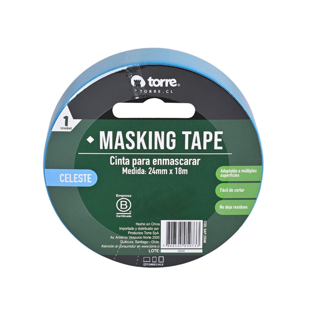 TORRE - CINTA MASKING CELESTE 24MMX18M TORRE