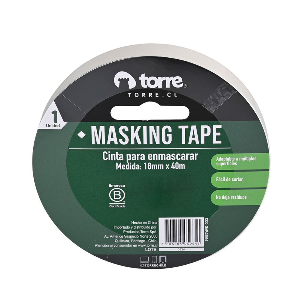 TORRE - CINTA MASKING CREMA 18MMX40M TORRE