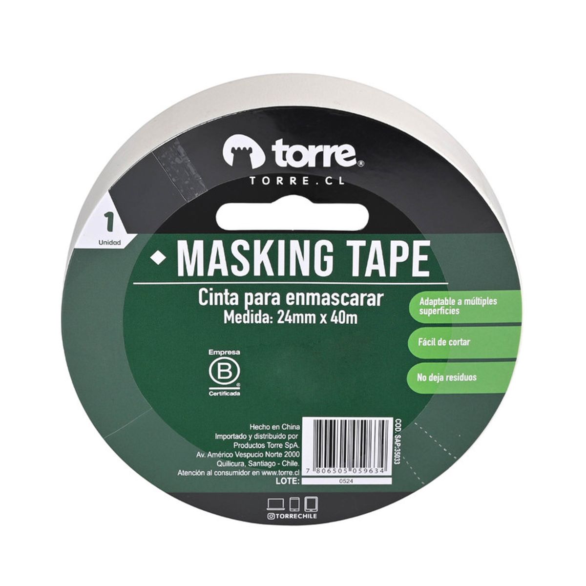 TORRE - CINTA MASKING CREMA 24MMX40M TORRE
