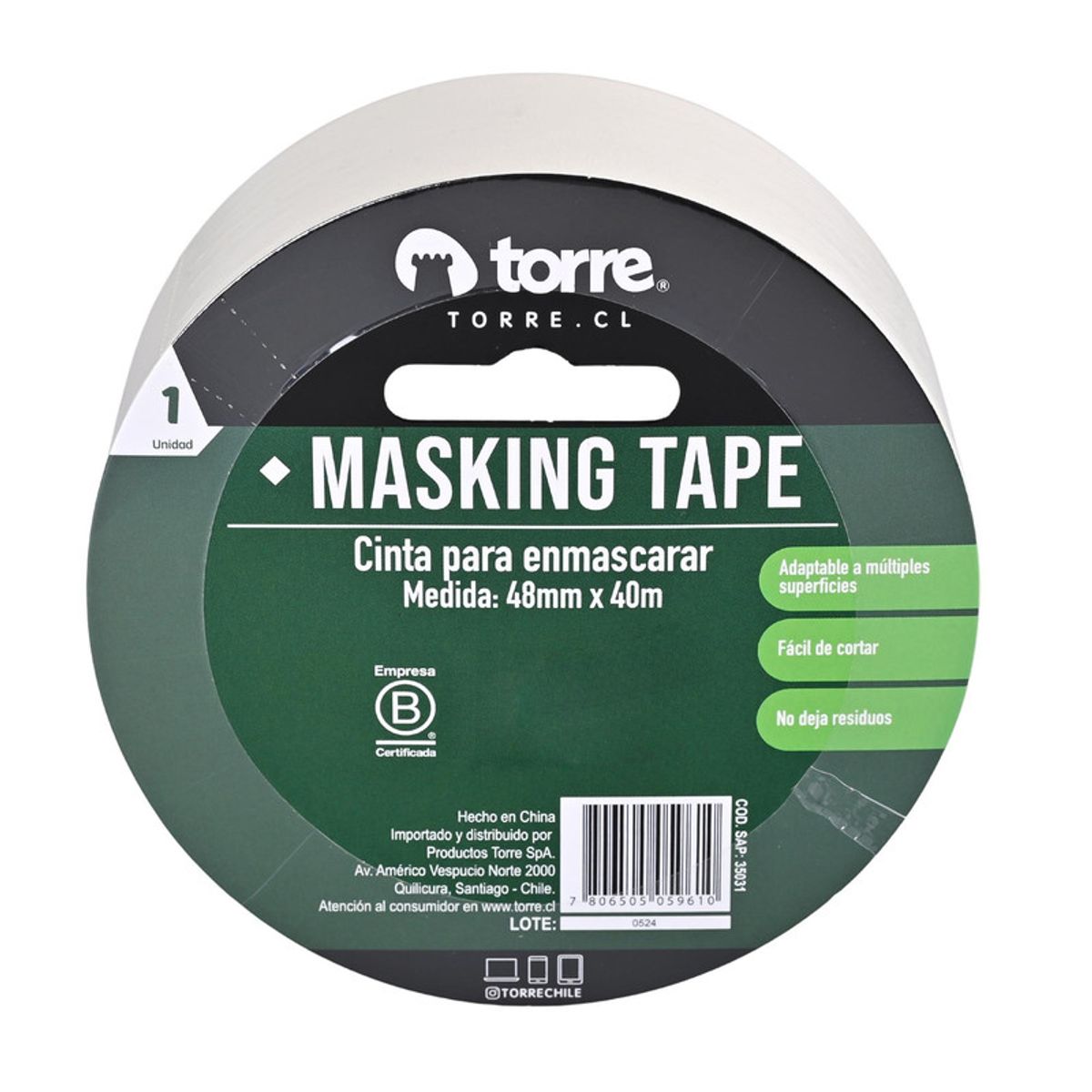 TORRE - CINTA MASKING CREMA 48MMX40M TORRE
