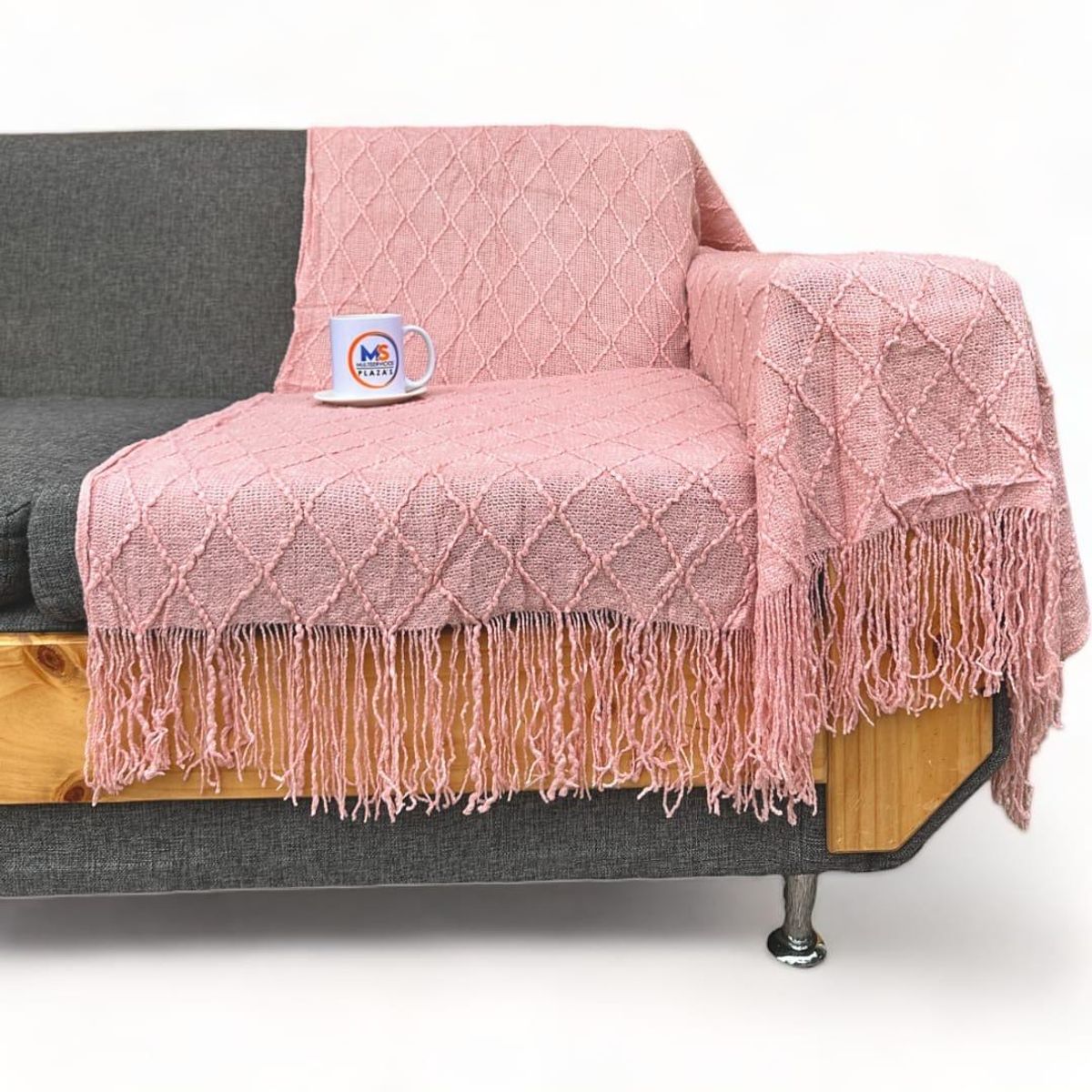 GENERICO - Manta Decorativa Tejida Estilo Nordico Para Sofa Sillon Cama - Rosa