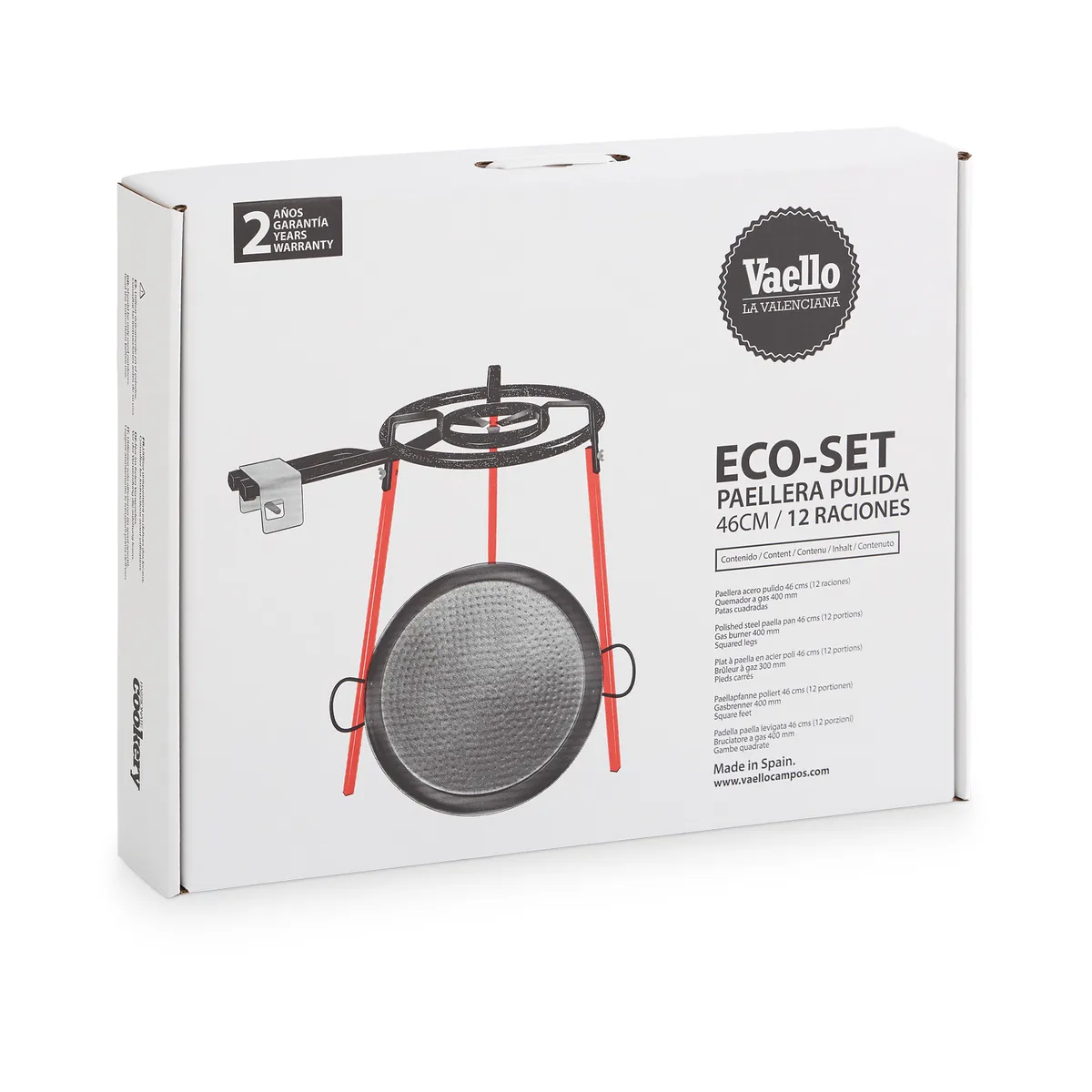 LA VALENCIANA - Set paellero 46 cm + quemador y soporte