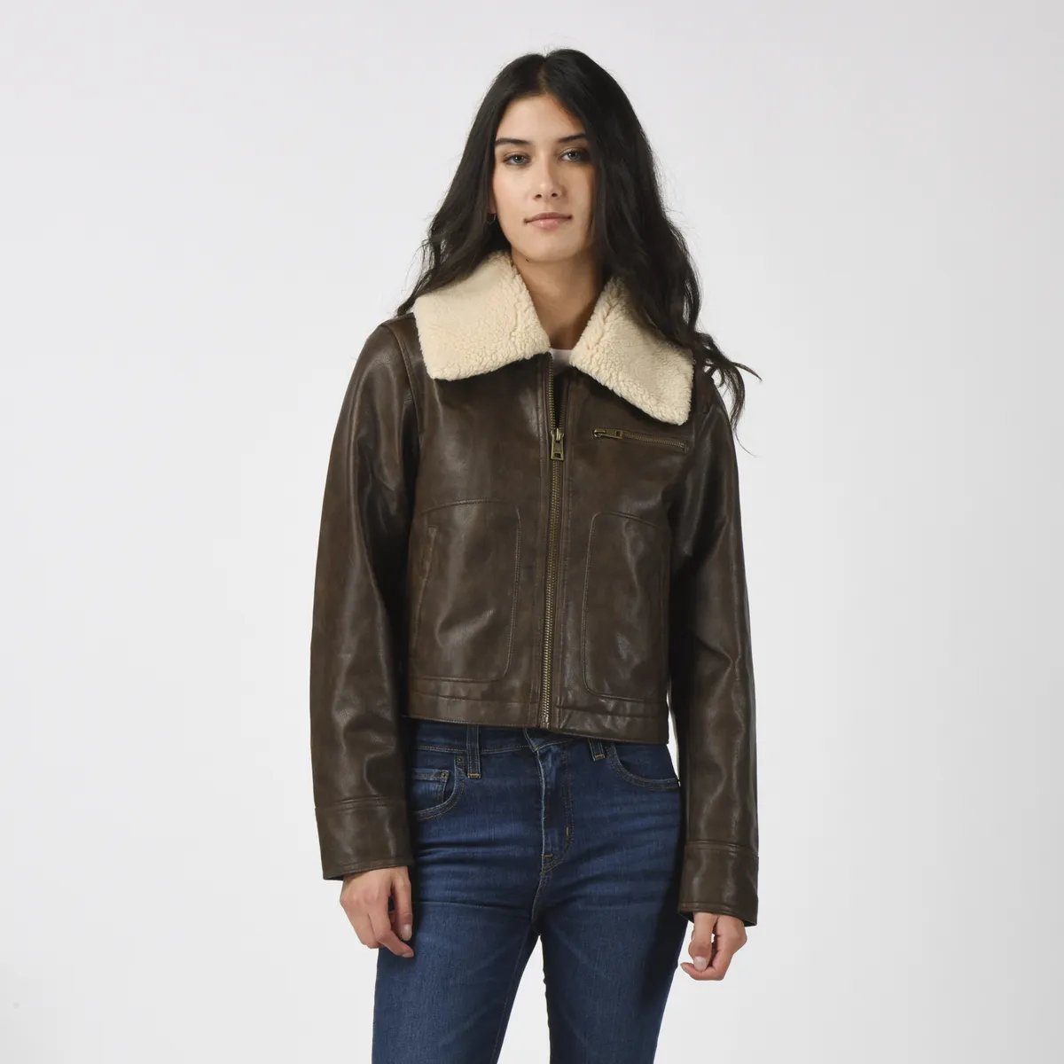 LEVIS - Chaqueta Mujer Vintage Aviator Sherpa Café Levis
