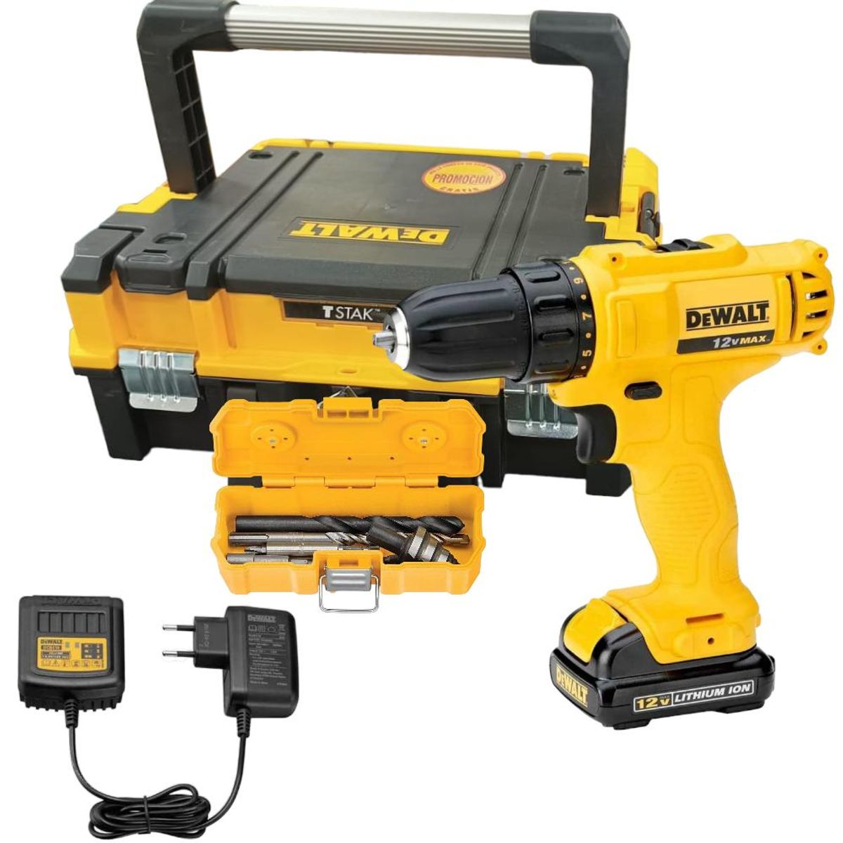 DEWALT - KIT TALADRO ROTACION DEWALT 12V+BAT 13AH+ACC+MALETÍN 15L