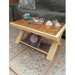 GENERICO - Mesa de Centro Artesanal de Madera Pino Oregón Tinte Roble