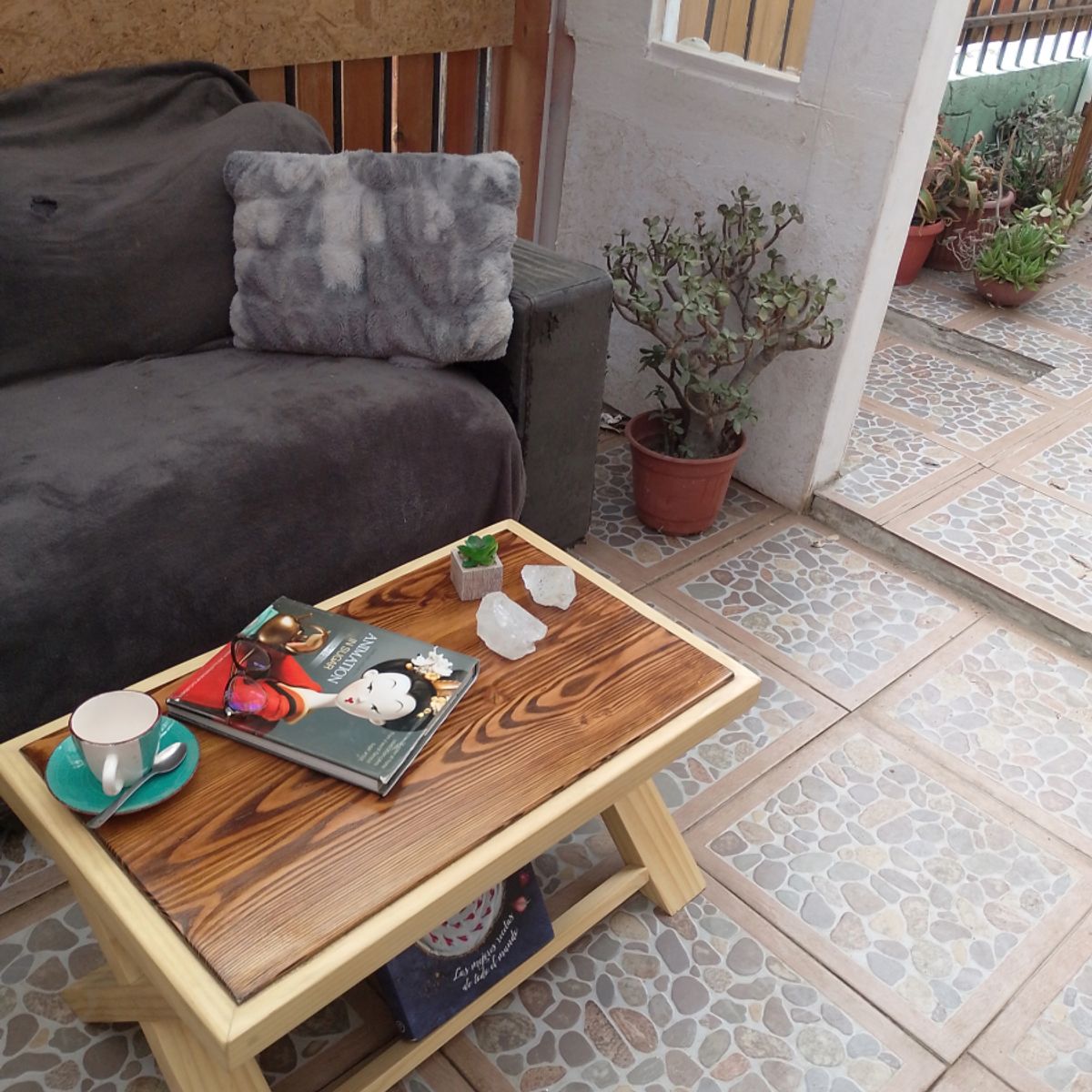 GENERICO - Mesa de Centro MUGUI - Artesanal - Madera - cubierta Pino Oregón Tinte Roble