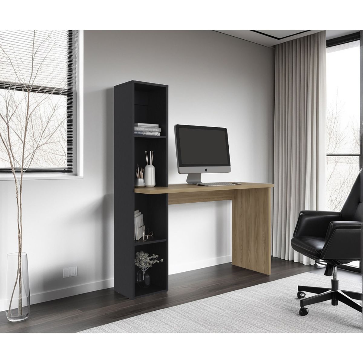 TUHOME - Escritorio Biblioteca Aston 1458x1203x452 Cm Fresno Y Wengue