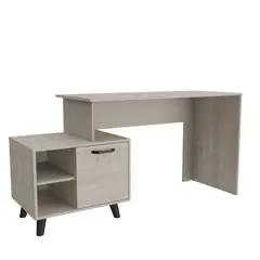 TUHOME - Escritorio Archivador 1 Puerta Leira 756x1515x500 Cm Ceniza Y Taupe