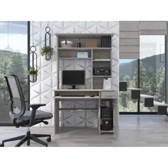 TUHOME - Escritorio Biblioteca 1 Puerta 1 Cajon 180 1807x110x583 Cm Ceniza