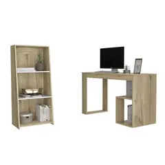 TUHOME - Combo Escritorio Recto Astana + Biblioteca Note Duna Y Blanco