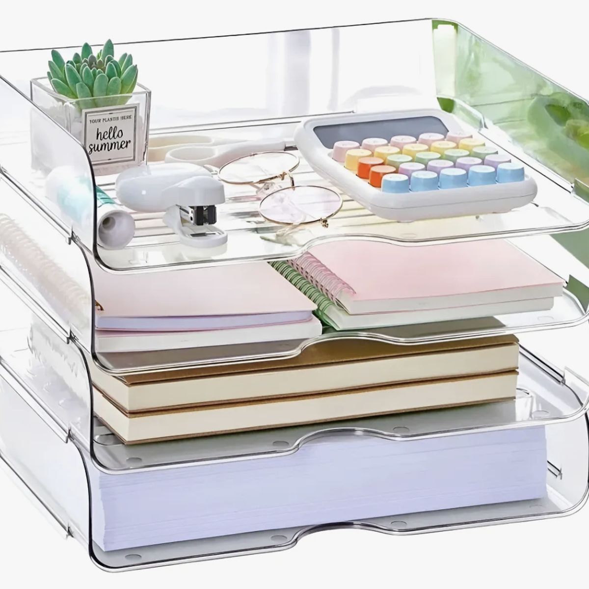 Bandeja Organizadora De Escritorio Transparente 4 Niveles, marca OKAY - Foto Principal